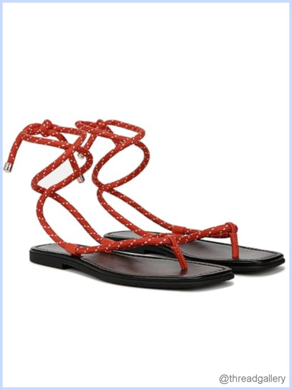 Women's Lace Up Flat Thong Sandals Adjustable Ankle Strap Slip On